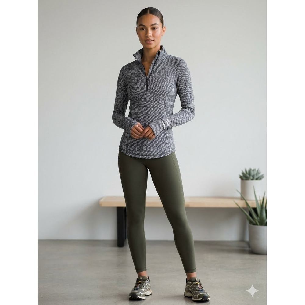 Lululemon‎ Run Swiftly Tech 1/2 Zip Pullover Grey Space Dye Thumbholes Size 2